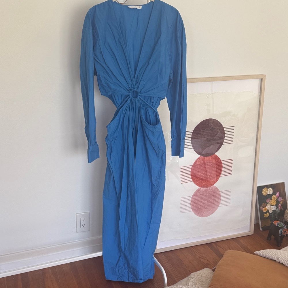 Mango Long Sleeve Blue Dress